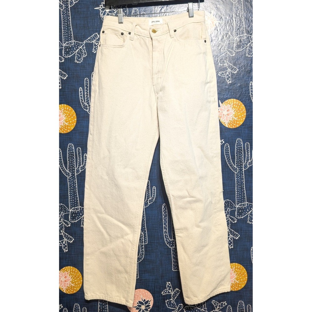 Still Here Cotton Childhood High-Rise Straight-Leg Jeans Cream Ecru 29 - Picture 3 of 13